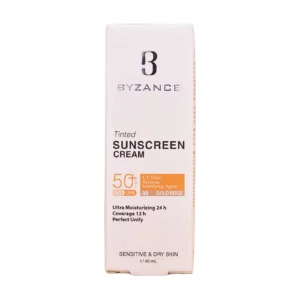 کرم ضدآفتاب رنگی بیزانس SPF 50+ رنگ بژ طلایی - نمای جلو تیوب
