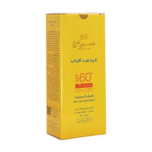 جعبه کرم ضد آفتاب SPF 60+ سینره - نمای جلو با مشخصات فارسی