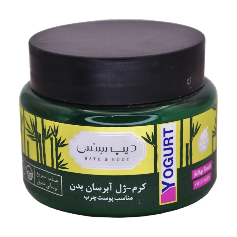 کرم ژل آبرسان بدن درخت چای و بامبو دیپ سنس مناسب پوست چرب - نمای جلو بسته‌بندی