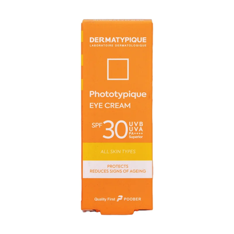 جعبه کرم ضد آفتاب دور چشم SPF30 درماتیپیک - نمای جلو بسته‌بندی