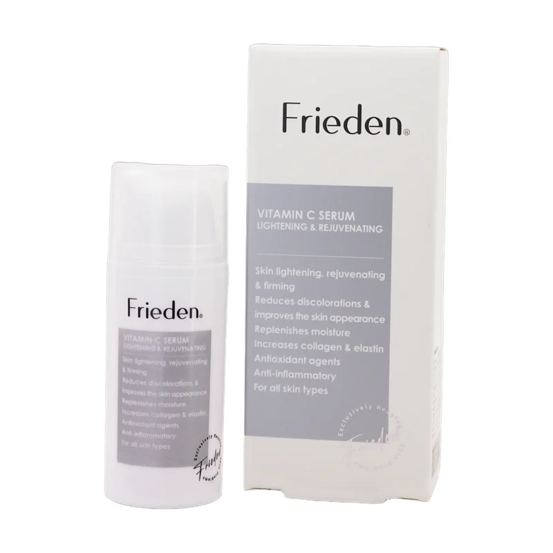 بطری و جعبه سرم ویتامین سی فریدن - نمای جلو محصول و بسته‌بندی