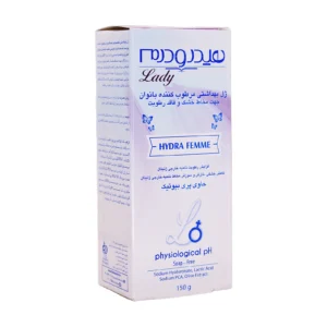 جعبه ژل بهداشتی مرطوب کننده بانوان هیدرودرم مدل هیدرافم - نمای جلو بسته‌بندی