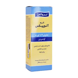 جعبه کرم آتوپیکس ایروکس حاوی ۳٪ اوره و اوسرین - نمای جلو بسته‌بندی