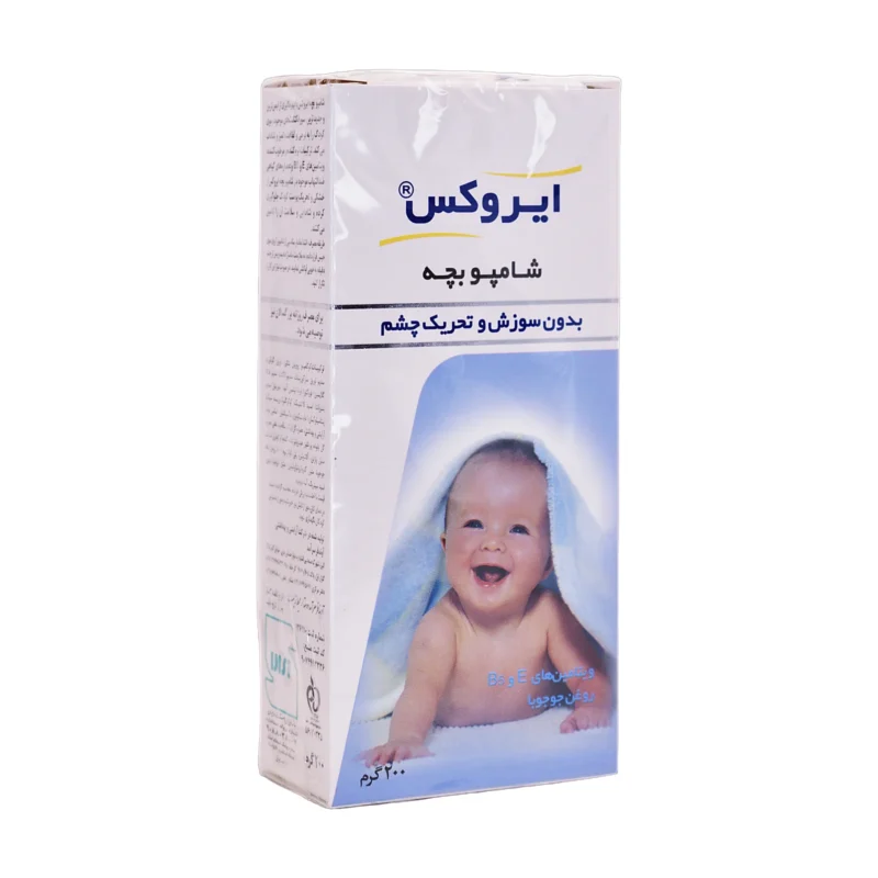 جعبه شامپو بچه ایروکس با تصویر نوزاد و حجم ۲۰۰ گرم - نمای جلو