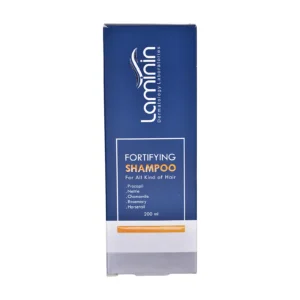 جعبه شامپو تقویت کننده مو لامینین مناسب انواع مو - نمای جلو بسته‌بندی