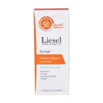 نمای جلوی جعبه کرم ضد آفتاب بی‌رنگ لایسل با محافظت SPF50+