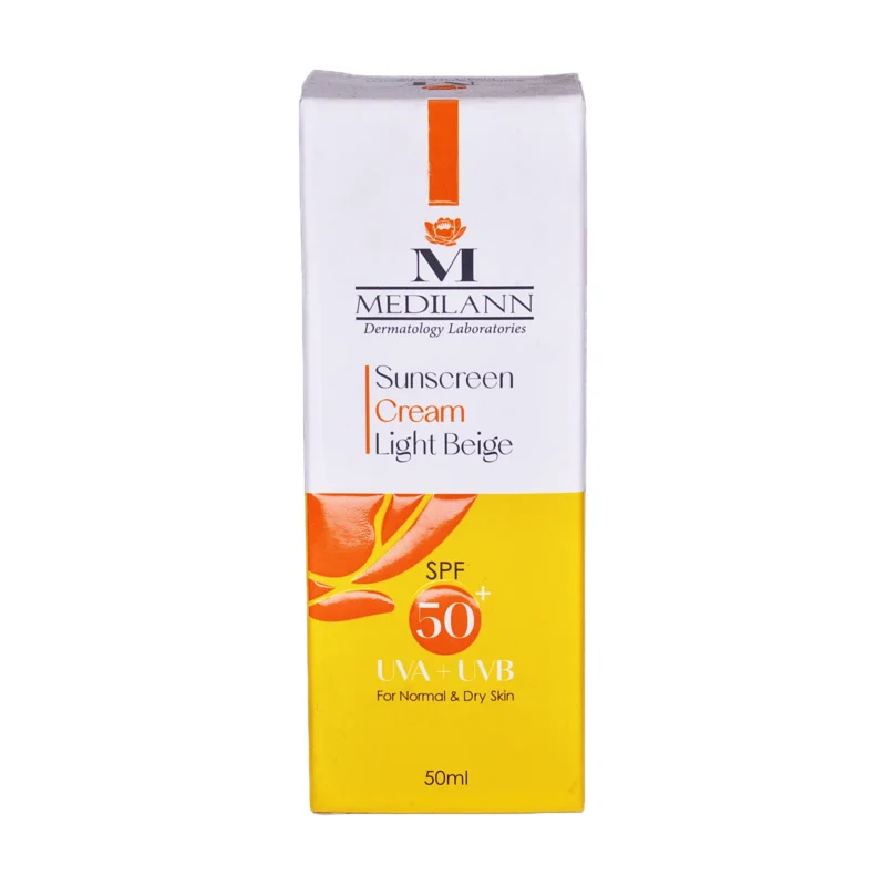 جعبه کرم ضد آفتاب رنگی مدیلن با SPF 50+ رنگ بژ روشن - نمای جلو