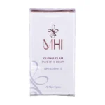 جعبه سرم روشن کننده ویتامین سی ام اچ آی سری Glow & Glam با عنوان Face Vit C Drops - نمای جلو بسته‌بندی