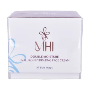 جعبه کرم آبرسان هیالورون ام اچ آی با عنوان Double Moisture Hyaluron برای انواع پوست - نمای جلو بسته‌بندی