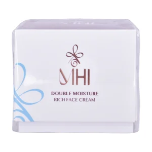 جعبه سفید کرم آبرسان Double Moisture Rich Face Cream ام اچ آی در سلفون - نمای جلو بسته‌بندی