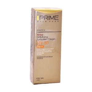 جعبه کرم ضد آفتاب جوان‌کننده رنگی SPF50 پرایم سری Matex - نمای جلو