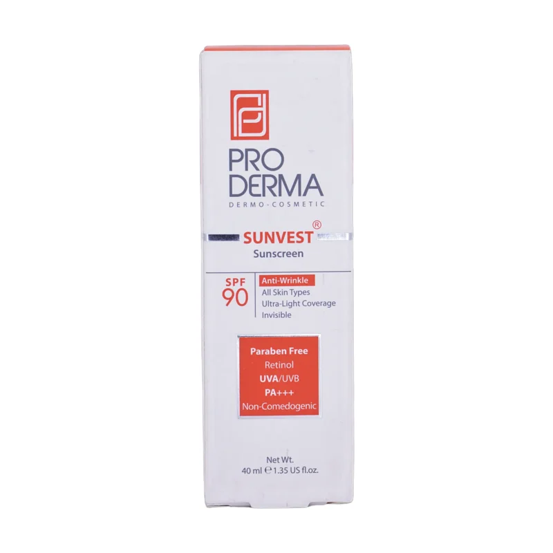 کرم ضد آفتاب و ضد چروک SPF90 پرودرما - نمای جلو جعبه