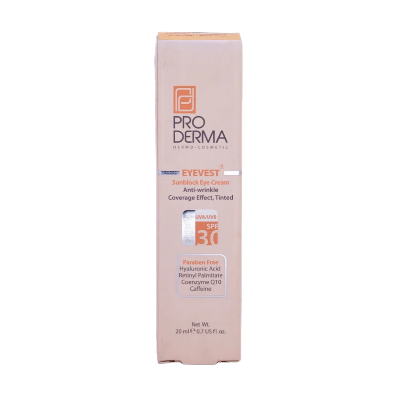 جعبه کرم دور چشم ضد چروک پرودرما با SPF30 - نمای جلو بسته‌بندی