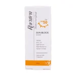 جعبه کرم ضد آفتاب بی‌رنگ راکوتن با SPF 50 - نمای جلو بسته‌بندی