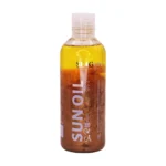 بطری روغن برنزه کننده اکلیلی SPF 4 سی‌گل با دو فاز روغن و اکلیل طلایی - نمای جلو