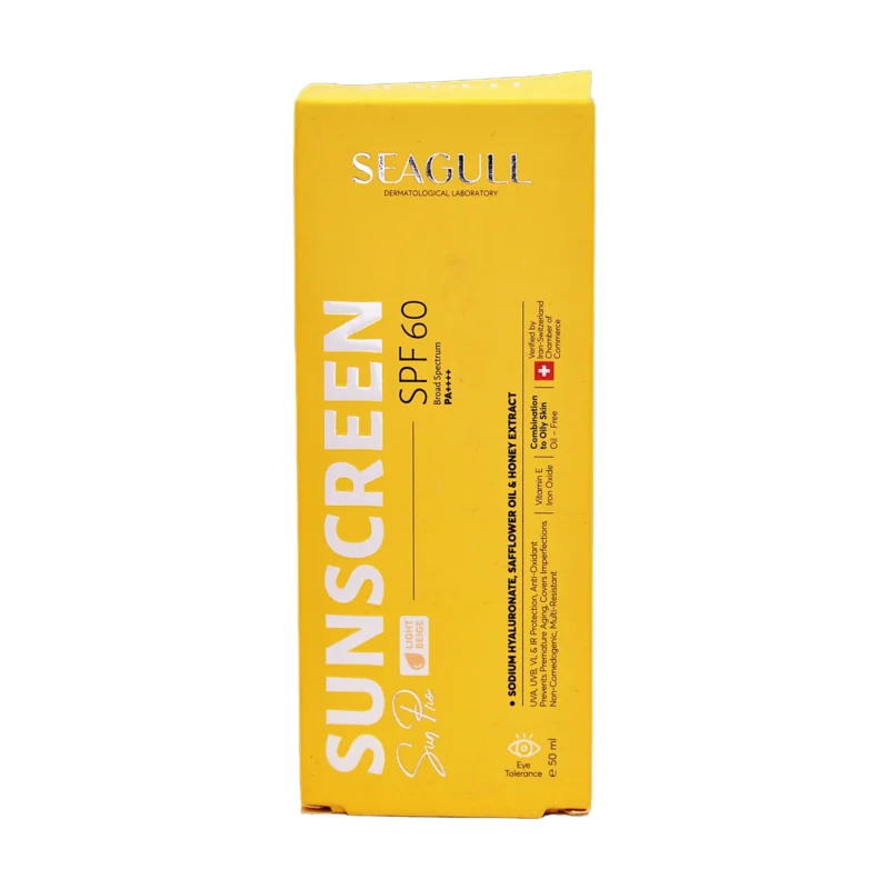 جعبه کرم ضد آفتاب رنگی سی‌گل SPF 60 رنگ بژ روشن - نمای جلو بسته‌بندی