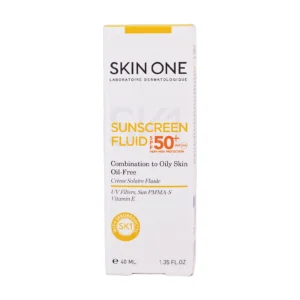 جعبه ضد آفتاب فلوئید فاقد چربی اسکین وان +SPF50 - نمای جلو بسته‌بندی